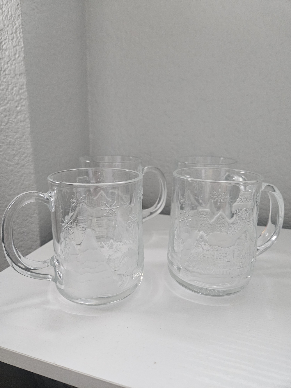Vintage Arcoroc Winter Themed Mugs - Set Of 4